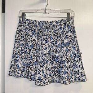 Zara Blue and Black Floral Skort